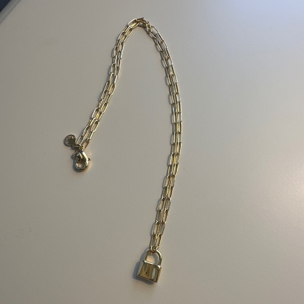 Gorjana Kara Padlock Charm Necklace in Gold